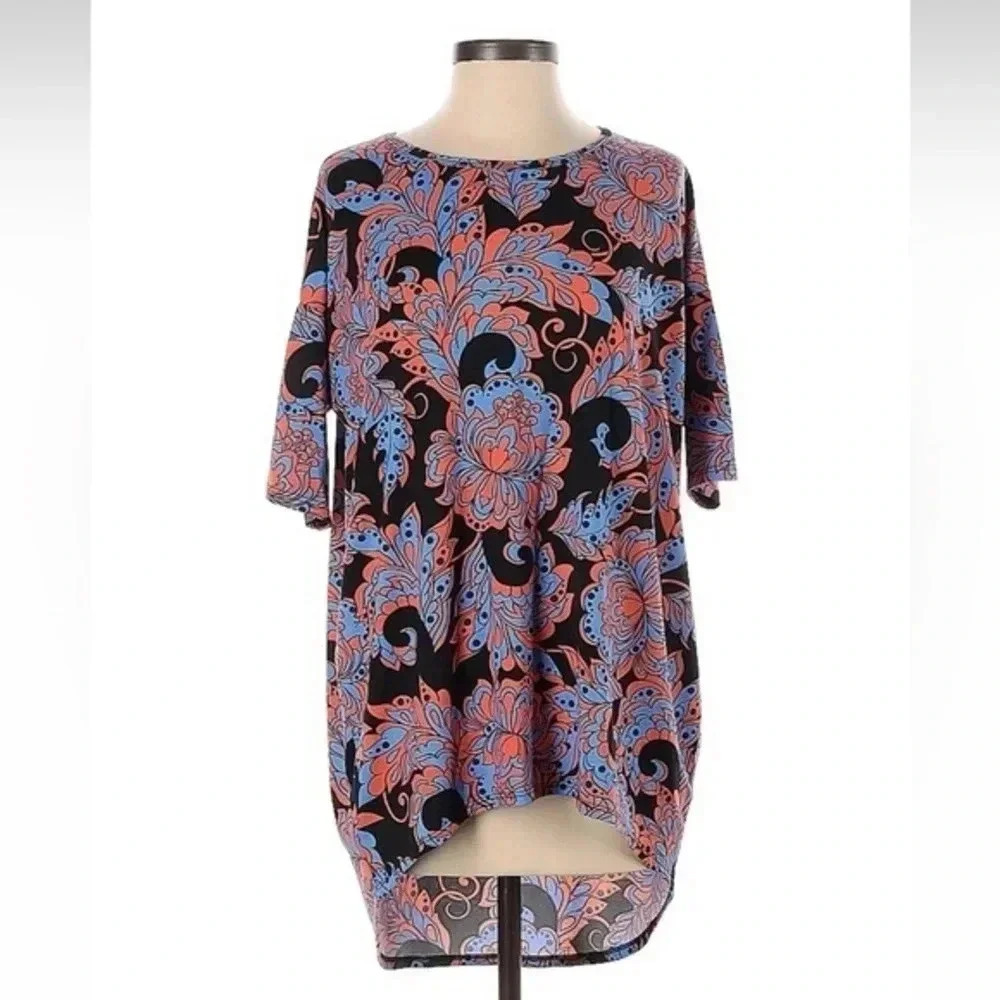 LuLaRoe Irma Oversized High Low Tunic Blouse Bohemian Floral Print Size XS